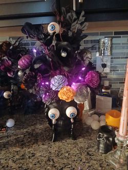 Halloween Skull Floral Arrangement with LED Lights