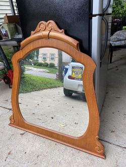 Solid oak dresser mirror