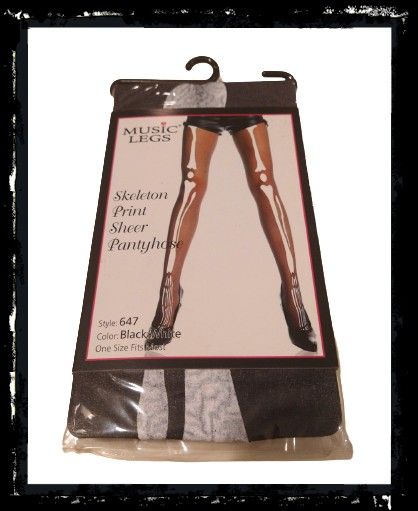 ☠️🦴Skeleton Print 🦴☠️ Sheer Pantyhose - OSFM 5' - 5'10" (90 - 165 lbs) *NIP*