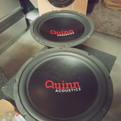Quinn audio 12-in×2 low watt subwoofers good condition and work great. FREE DELIVERY DEMO PORTLAND 