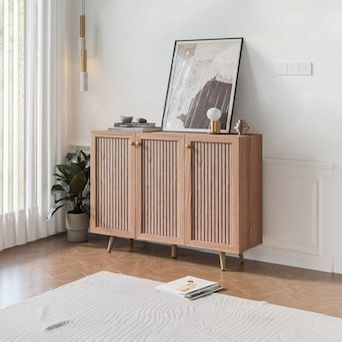 Modern 3-Door Wood Storage Cabinet – Adjustable Shelves, 46.9" Wide