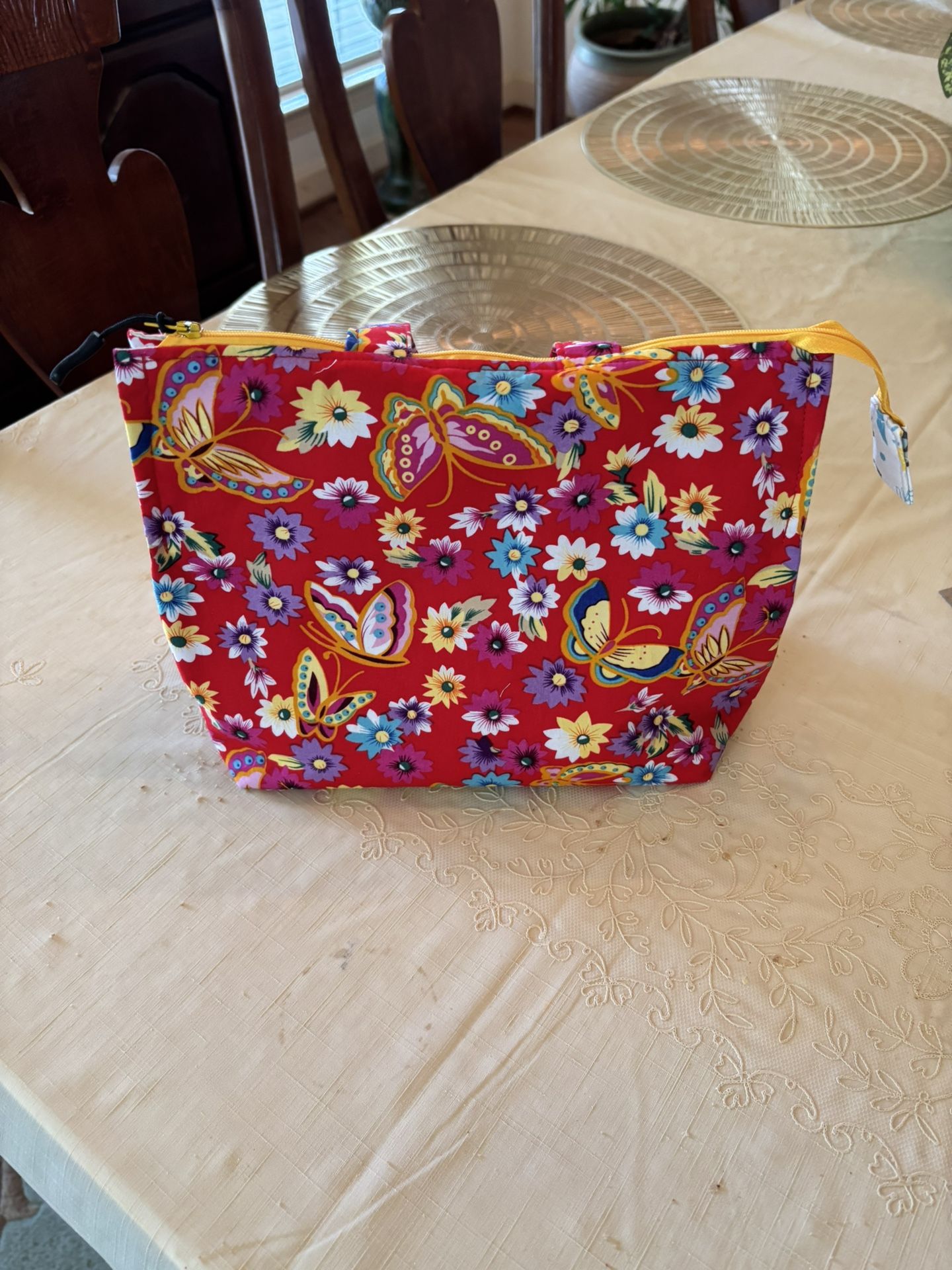 Lunch Bag , Cosmetic Bag - Fully Lined - 10” X 8”