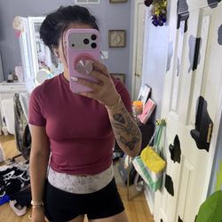 Burgundy Fitted Short Sleeve Top