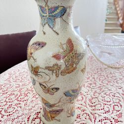 Beautiful Hand Painted Butterfly Vase accented in Gold