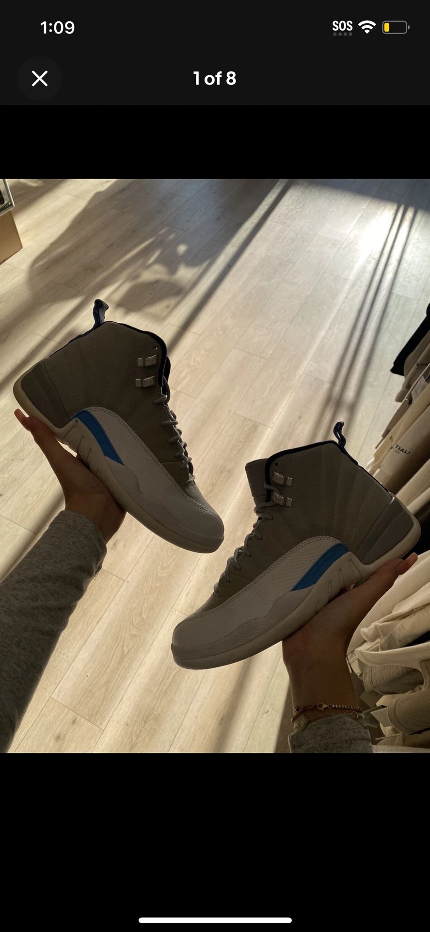 PREOWNED Jordan 12 Retro Grey University Blue Size 8M