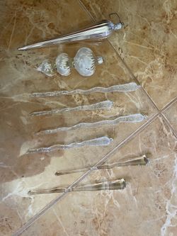 Christmas Ornaments Glass icicles Czeck Republic Ornaments Frosted Clear 8 Pieces