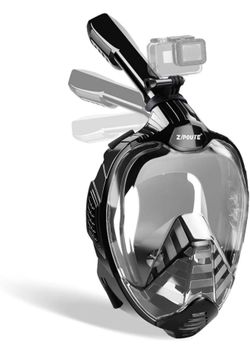 ZIPOUTE Snorkel Mask Full Face, Full Face Snorkel Mask Adult and Kids with Detachable Camera Mount, Snorkeling Mask 180 Panoramic View Anti-Fog Anti-L