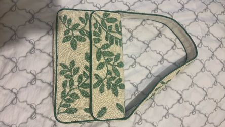 Sage Flower Beaded Bag