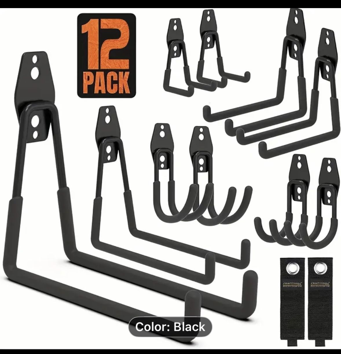 12-Pack Heavy Duty Metal Garage Storage Hooks with Polished Finish