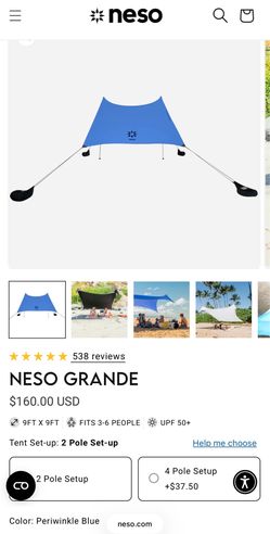 Neso Grande Stakeless Beach Sun Shade – 9’x9’