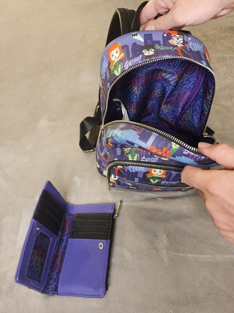 Loungefly Dc Gotham Sirens Mini Backpack And Wallet Set 