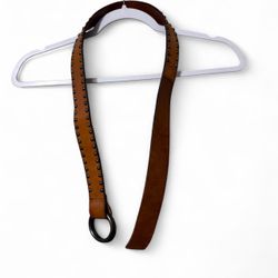 Brown leather belt with silver buckle #leatheraccessories