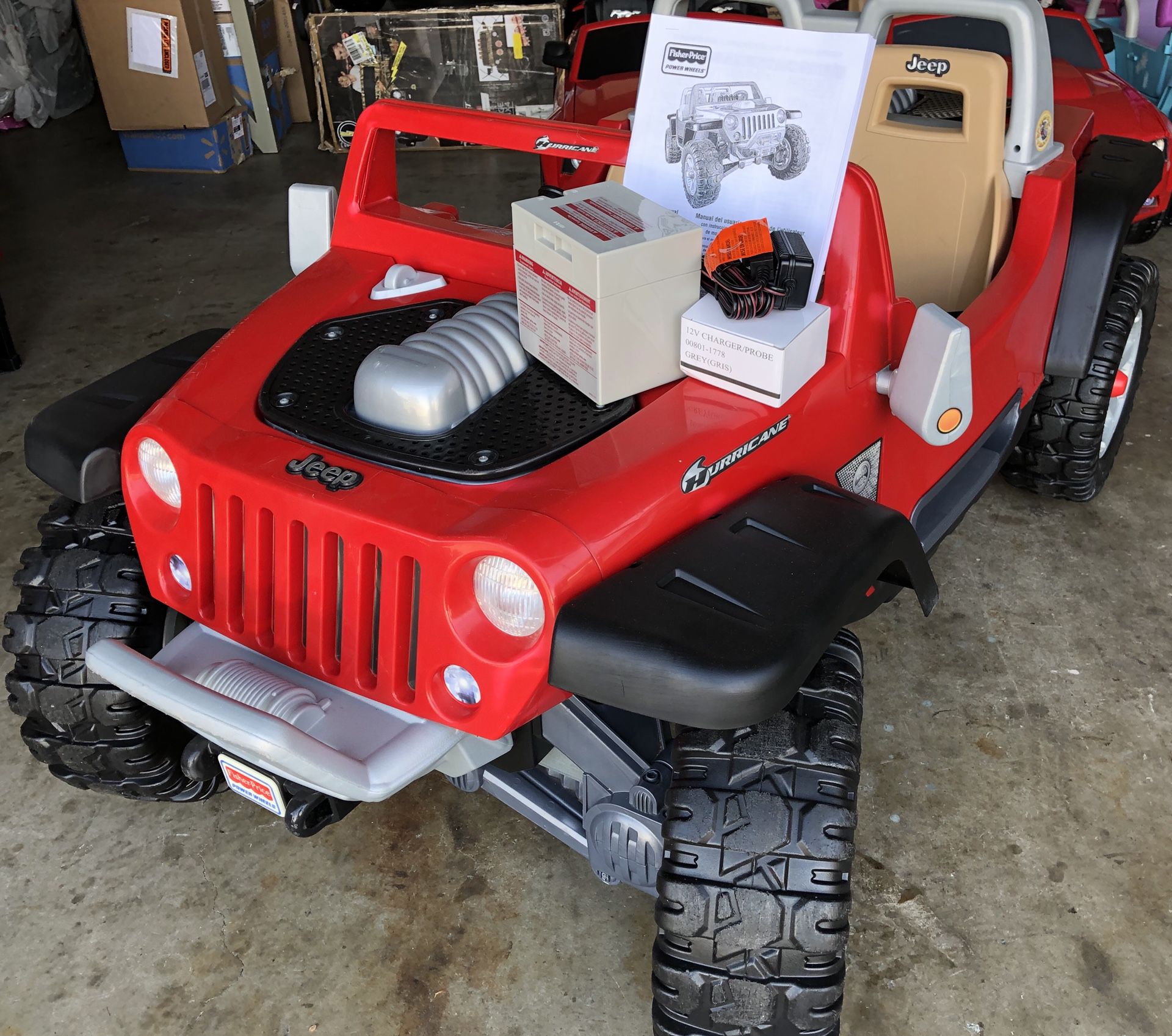 Red Jeep Hurricane 12volt electric kids ride on cars power wheels