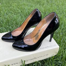 Cathy Jean Black Patent Leather Heels