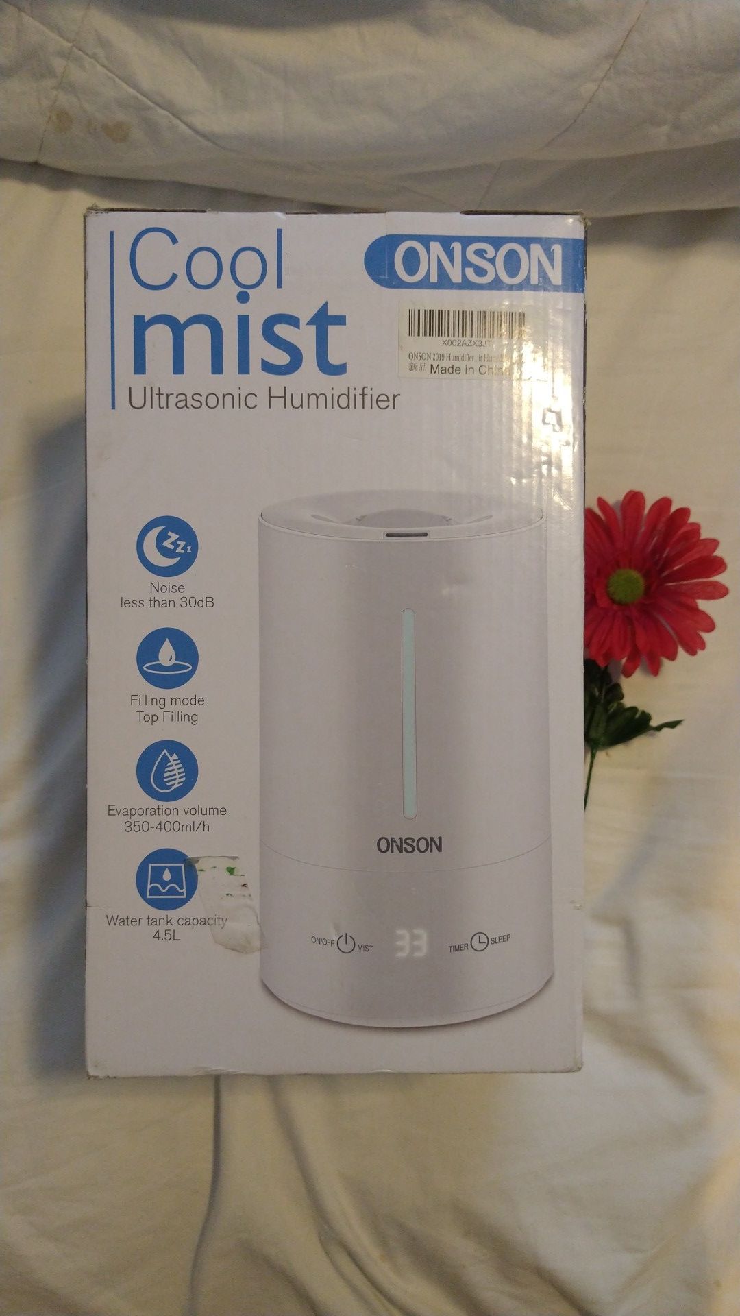 Cool mist ultrasonic humidifier