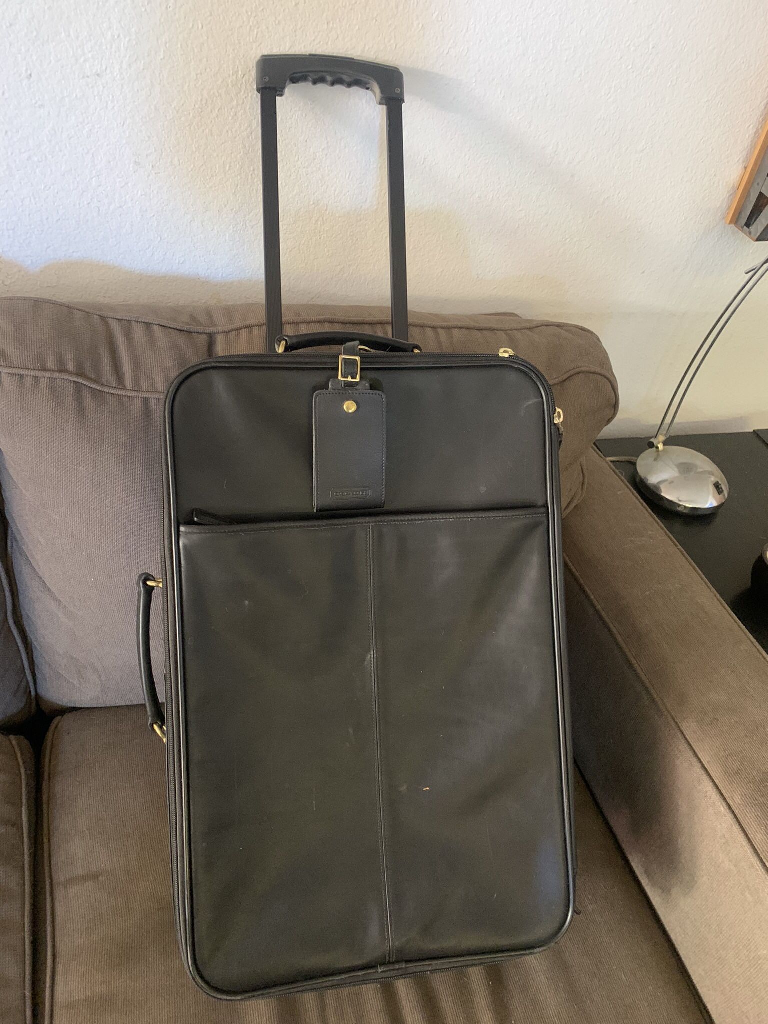 Leather Coach Rolling Suitcase Luggage