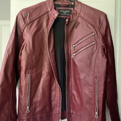 Wilson leather Jacket Biker Jacket Red/burgundy Size Medium