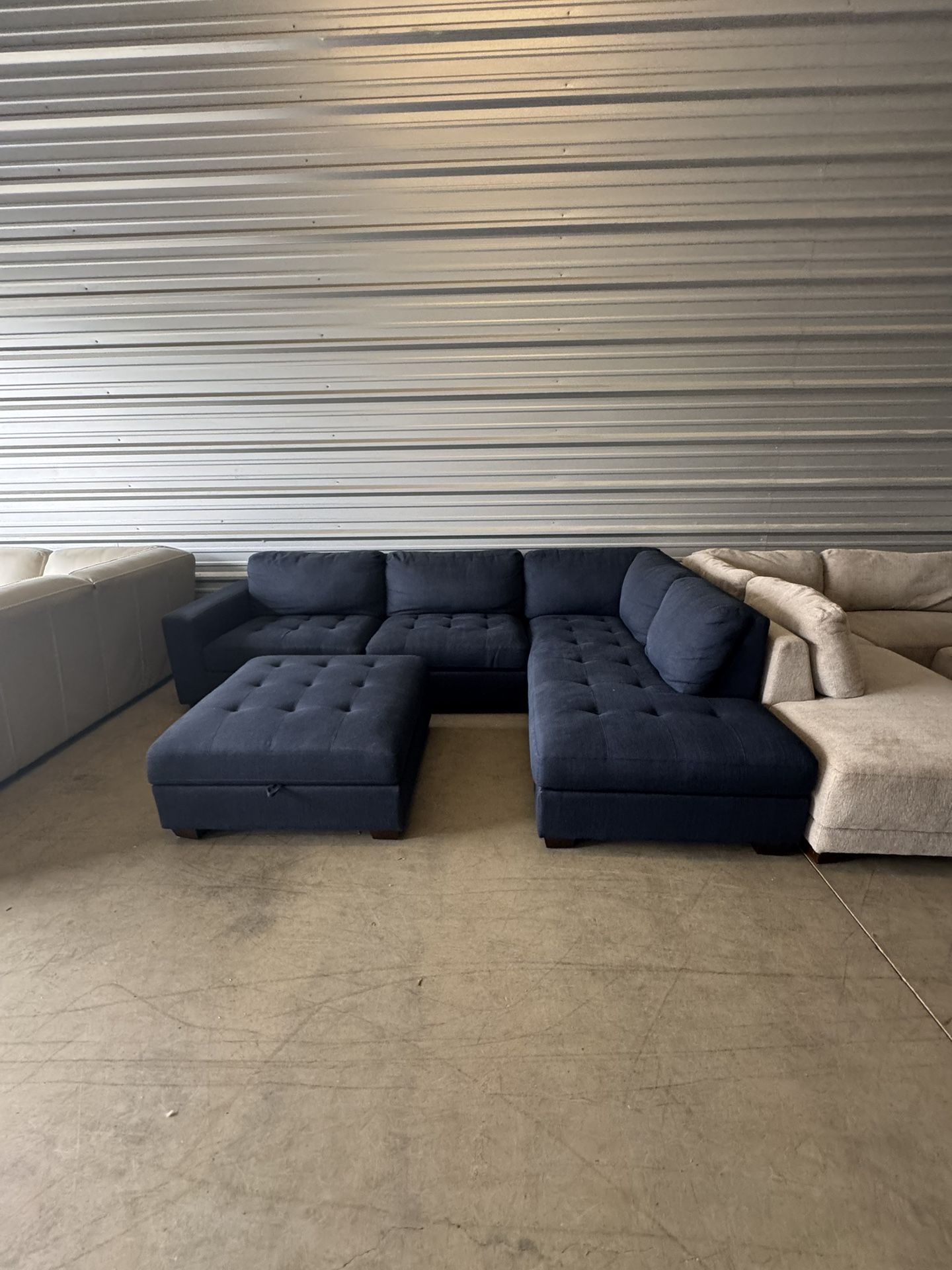 Sectional Couch With Storage Ottoman Delivery Available