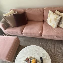 Albany Park Sofa + Ottoman (blush) 