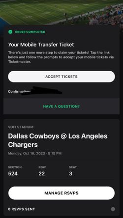 Dallas Cowboys Vs LA Chargers Single Ticket