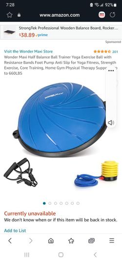 Wonder Maxi Yoga Balance Trainer Exercise Ball With Resistance Bands, Half Dome Stability Ball Home Fitness Strength Exercise Workout With Pump
.