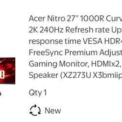 Curved Monitor 240hz With Display Port 