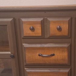 Alligator Print Wooden Dresser With Glass Doors & Shelves 