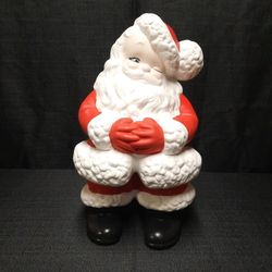Large 14"  Vintage Atlantic Mold Hand Painted Ceramic Christmas Santa Claus Statue 
