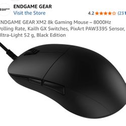 ENDGAME GEAR XM2 8k Gaming Mouse – 8000Hz Polling Rate, Kailh GX Switches, PixArt PAW3395 Sensor, Ultra-Light 52 g, Black Edition