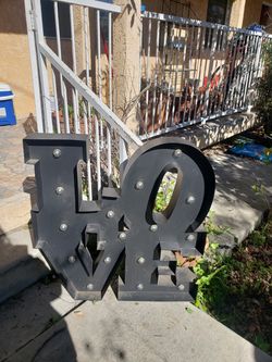 Giant love sign with lights. Lights work.