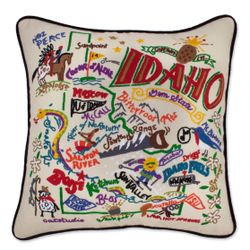 Catstudio Hand Embroidered IDAHO 20x20" Pillow Geography Collection $225
