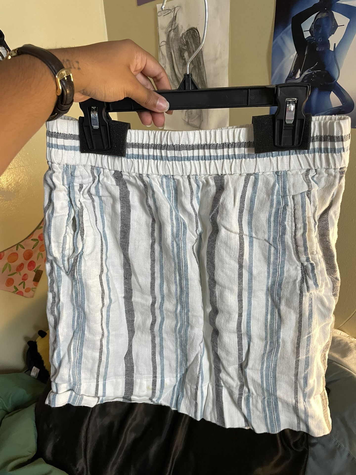 LOFT Blue, Gray and White Striped Skirt
