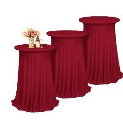 3 Packs Cocktail Table Covers Burgundy Round Bar Table Cloth Wine Red