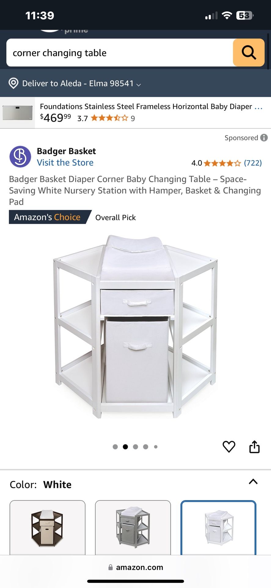Corner Changing Table