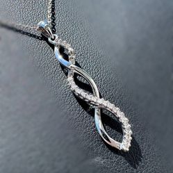 Jewelry 10k solid white gold loop infinity natural diamond 0.30CTW pendant charm