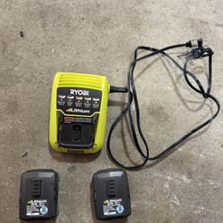 Ryobi Charger And 2 12V Batteries
