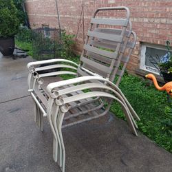 Set Of Three Pieces Stackable Metal Arm Chairs 