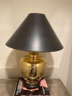 Gold table lamp with black/gold shade