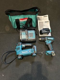 Makita 18v Brushless, Cordless Drill & Inflator/Air Compressor