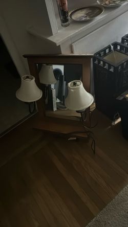 Mirror With Lamps And Shelf 