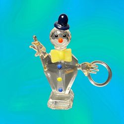 Crystal Zoo Austria 1980s Colorful Clown , 2.5”