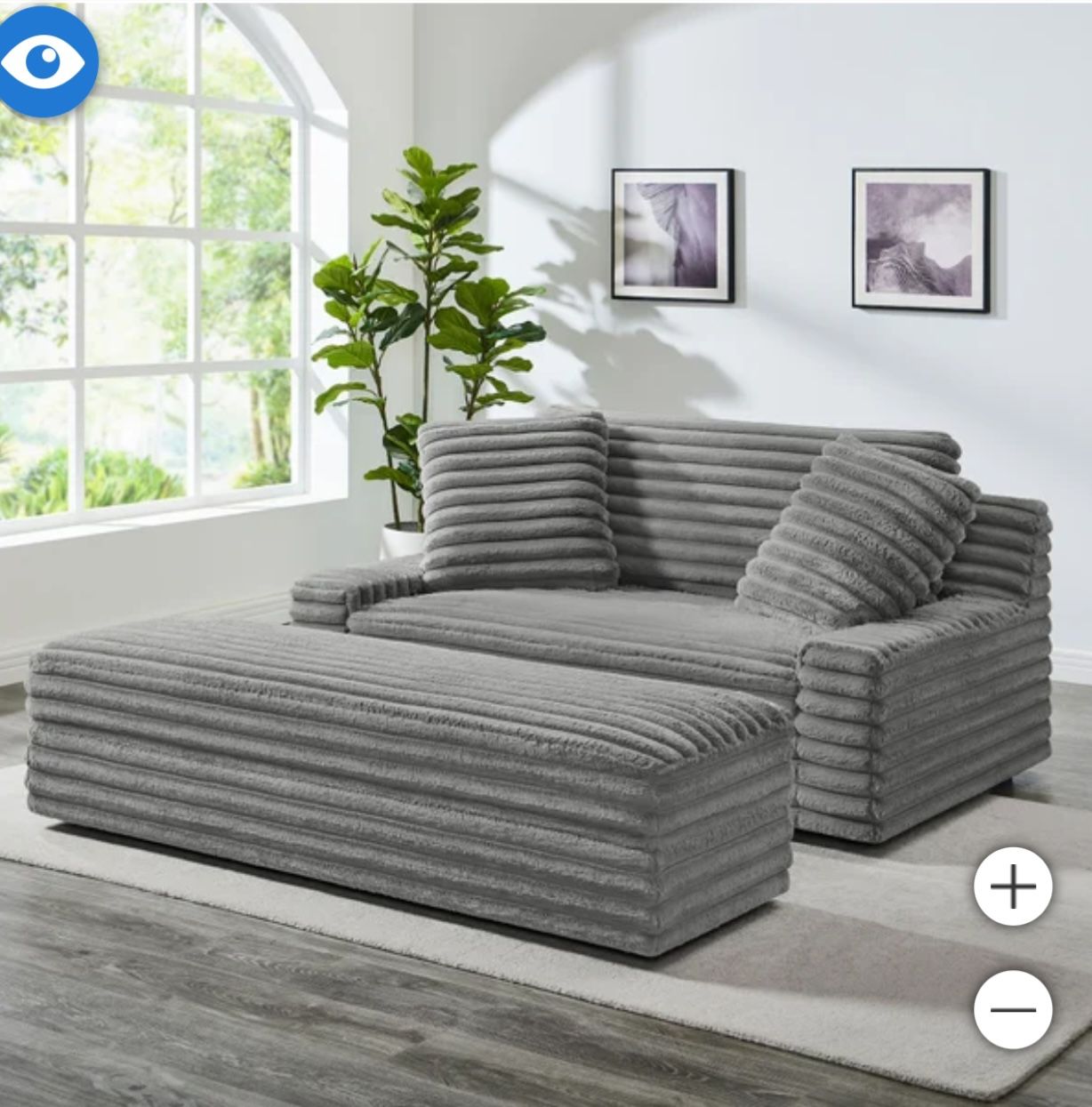 Oversize Chair and Storage Ottoman