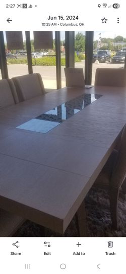 Beautiful bone color 6 chair formal dining set