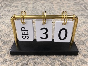 Flip Page Desk Calendar Gold and Black
