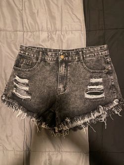 Black denim shorts with ripped details size XL
