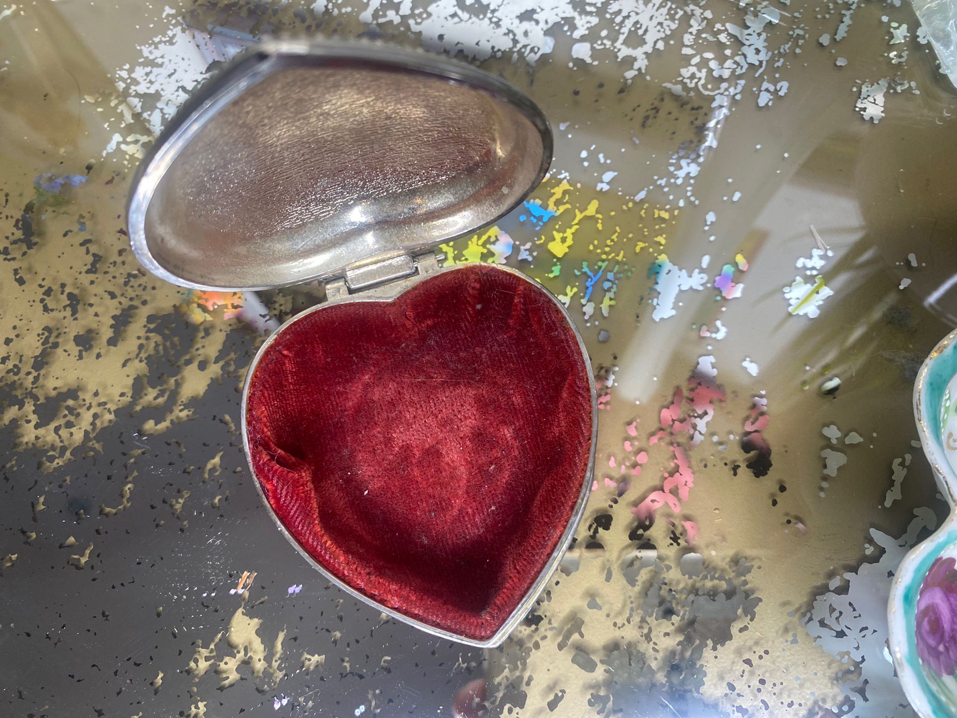 Vintage Real Silver Heart Shaped Jewelry Box