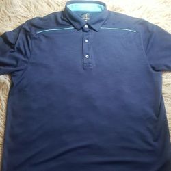 Greg Norman Play Dry Polyester Short Sleeve Golf Polo Shirt Blue Mens Size XL