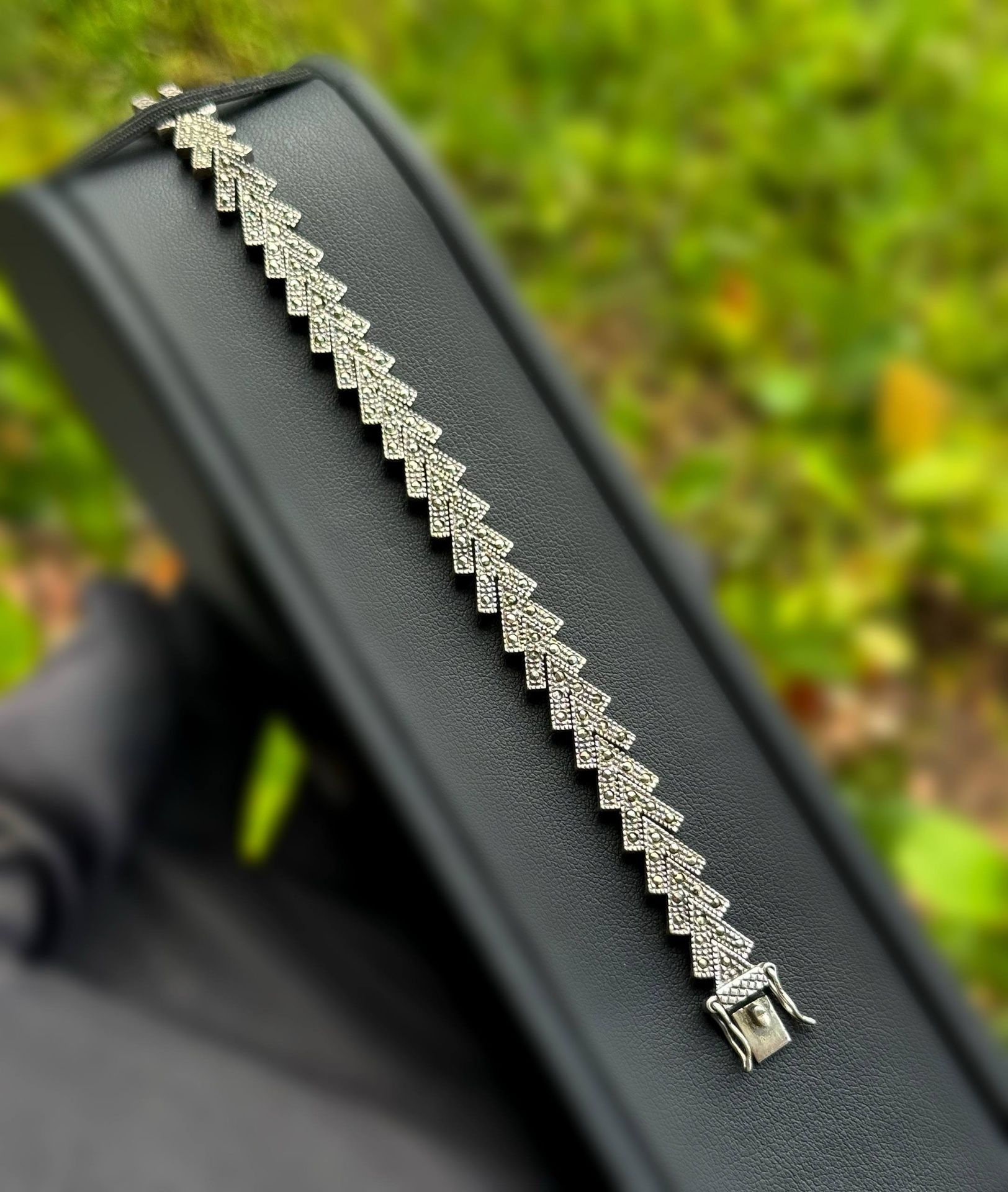 Vintage Art Deco Jewelry .925 Sterling Silver knight bracelet 6.00” 8.5mm 16.20g