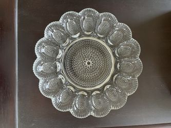 Indiana Glass Crystal Happenings Egg Relish Tray