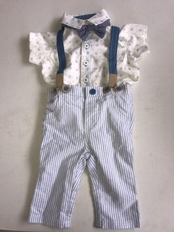 Dressy button up baby outfit with bow tie size 3-6 months